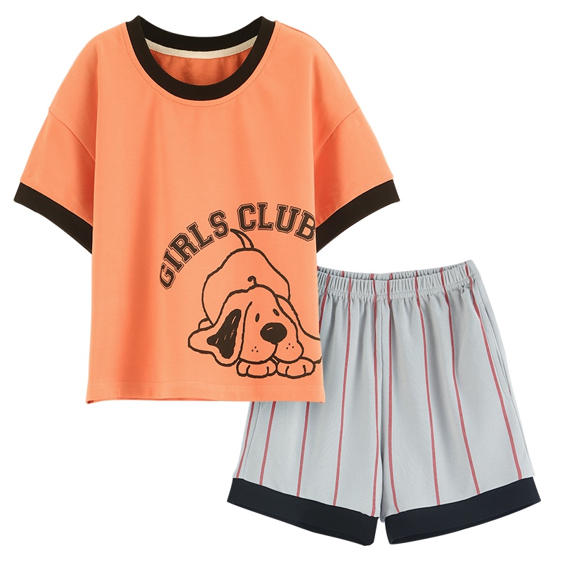 浪莎儿童睡衣夏季纯棉薄款套装春夏款儿童睡衣女孩中大卡通家居服