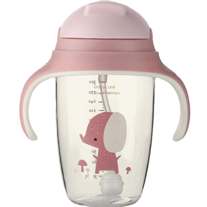babycare宝宝婴儿学饮杯防漏防呛6-18个月吸管水杯防摔儿童鸭嘴杯 樱粉 2690