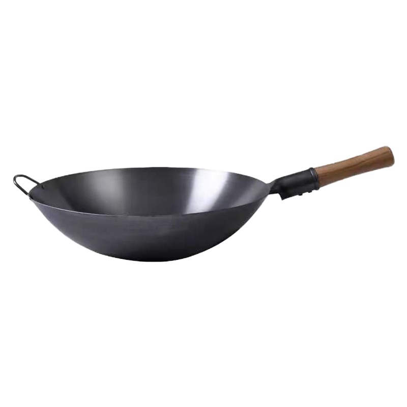 铁皮锅炒菜锅薄超轻家用轻便铁锅饭店厨师专用炒锅煤气灶专用大号 国泰家和 32木柄带耳