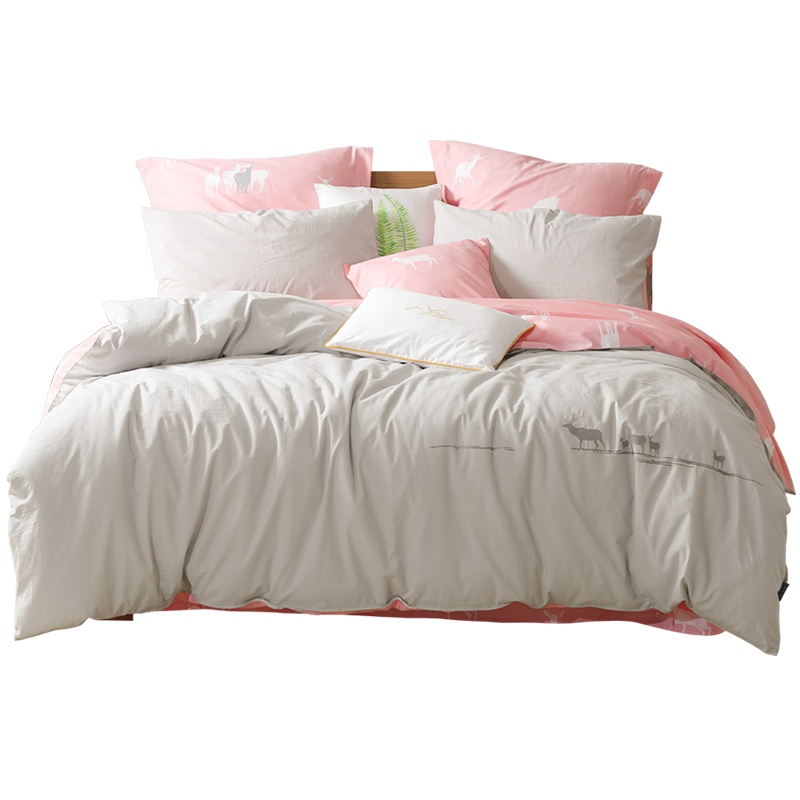 水星(MERCURY)家纺 全棉绗缝水洗棉四件套床品套件床上用品被套其他 1.8m床米简安迪A类多花型