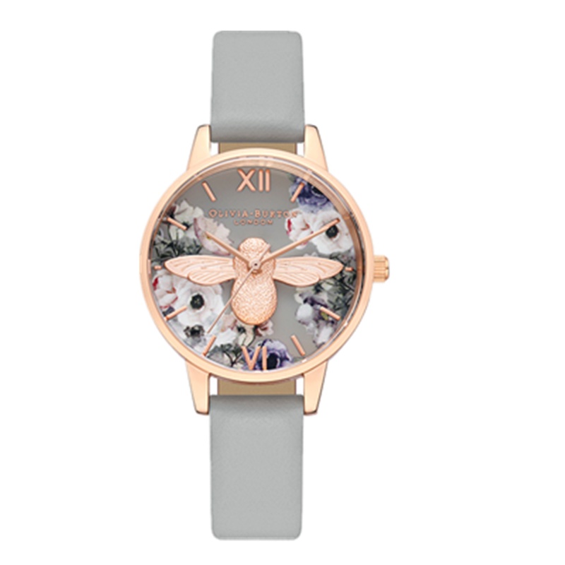 OLIVIABURTON 英国进口 圆形少女时尚3D小蜜蜂气质花朵女士优雅石英表女表OB16PP43