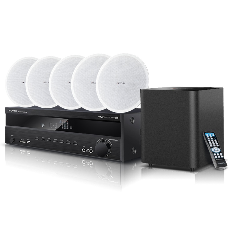 山水(SANSUI)T2 吸顶音响喇叭 5.1家庭影院音响套装 背景音乐客厅 吊顶喇叭 音箱功放家用 8英寸吸顶喇叭