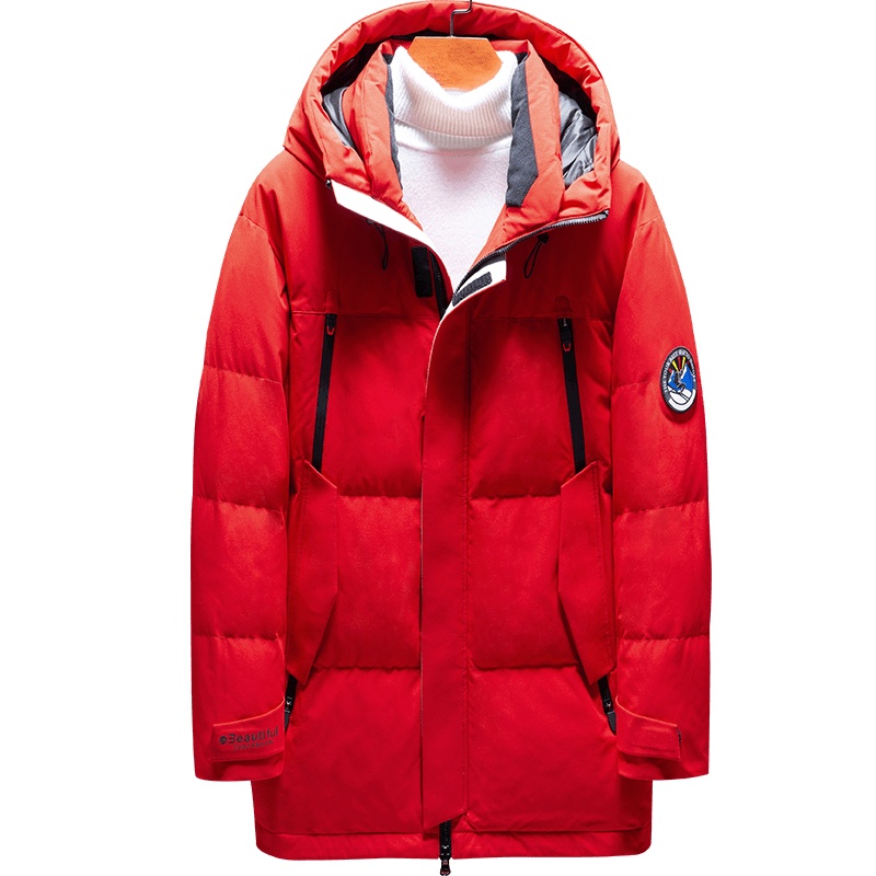 雅鹿男装冬季男士90%白鹅绒蓬松保暖外套连帽毛领羽绒服WE67U0734