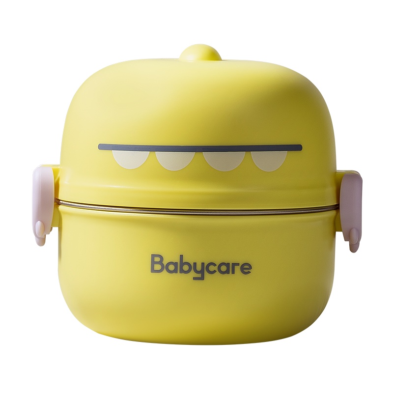 babycare宝宝餐具辅食碗儿童碗防摔防烫婴儿外出辅食碗叉勺子套装恐龙外出碗青芥绿