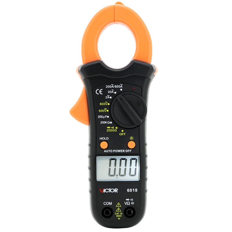 胜利钳形万用表VC6018钳形表数字电流表高精度电工万能表电容背光 VC6018标配[交流600A][送表笔]