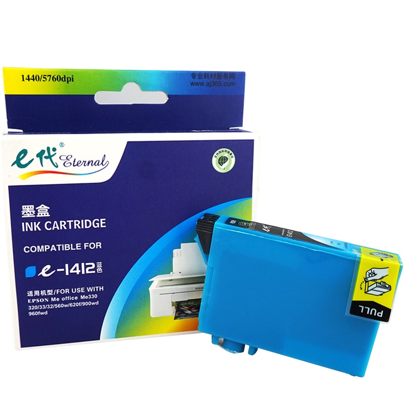 e代经典 T1412C墨盒蓝色 适用爱普生EPSON ME33/35/330/350/office 535/85/560