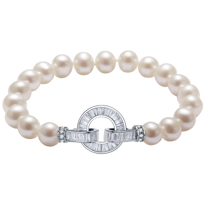 佰色传情白色强光天然淡水珍珠手链首饰气质简约女友妈妈礼物