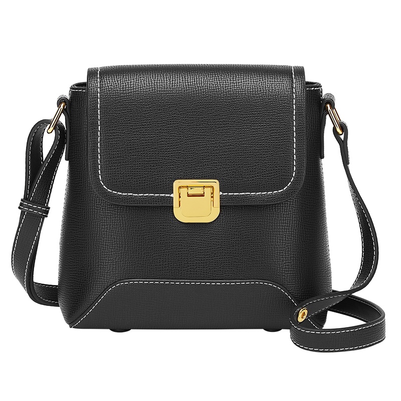 马克华菲2021新款牛皮女包撞色格纹女式斜挎包单肩包包女简约休闲女包