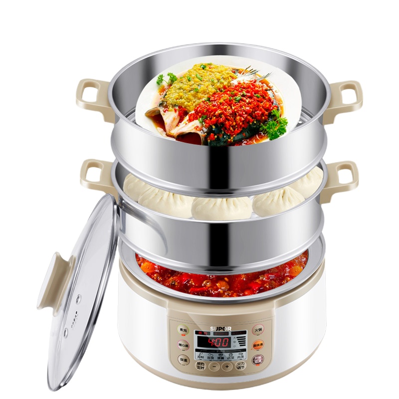 苏泊尔(SUPOR)电蒸锅多功能家用电火锅 蒸包子锅 电煮锅电热锅三层大容量12.5L分体式可拆洗ZN28YC808