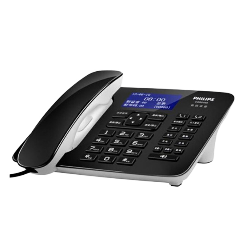 飞利浦 办公家用 固定座机 中文菜单黑色 录音电话 CORD495/