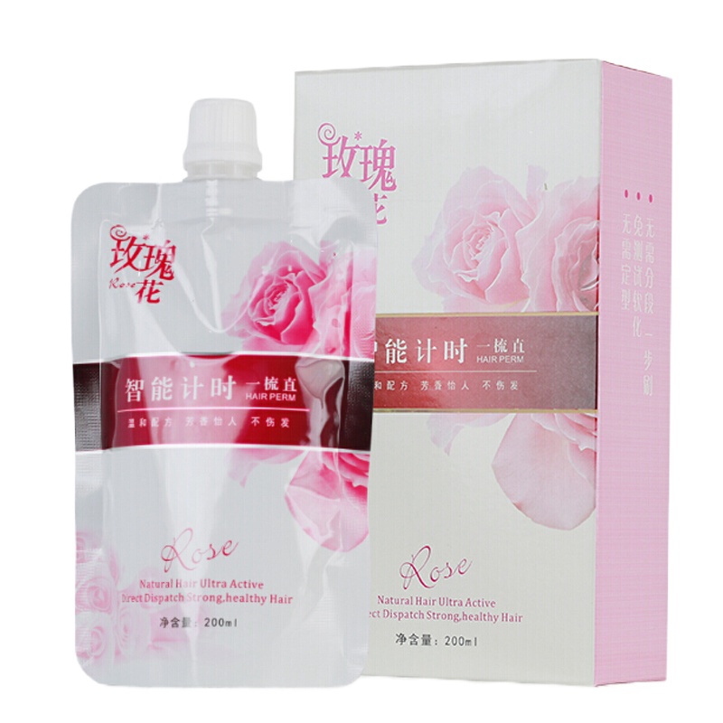 免拉直膏免夹一梳直柔顺头软化剂不伤女药水定型200ml 直发膏