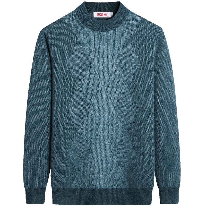 恒源祥羊绒衫男冬季纯羊绒毛衣男宽松爸爸装中年圆领针织衫长袖