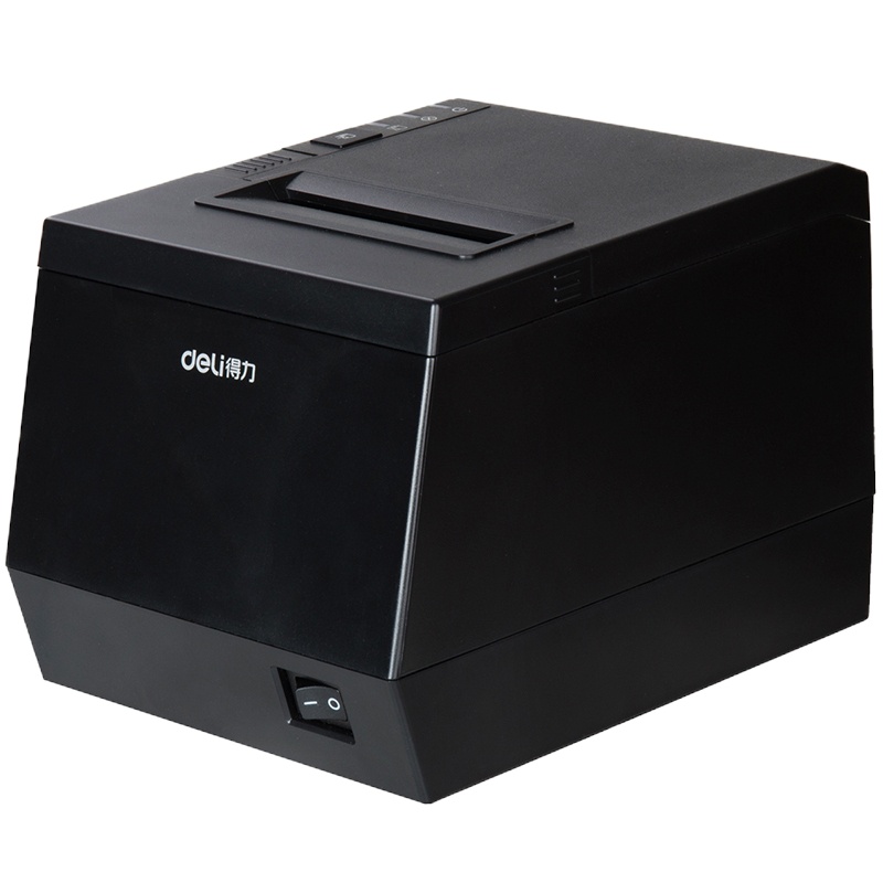 得力(deli)DL-801P 条形码二维码热敏票据打印机 80mm餐饮外卖超市银行税务小票打印机 黑色