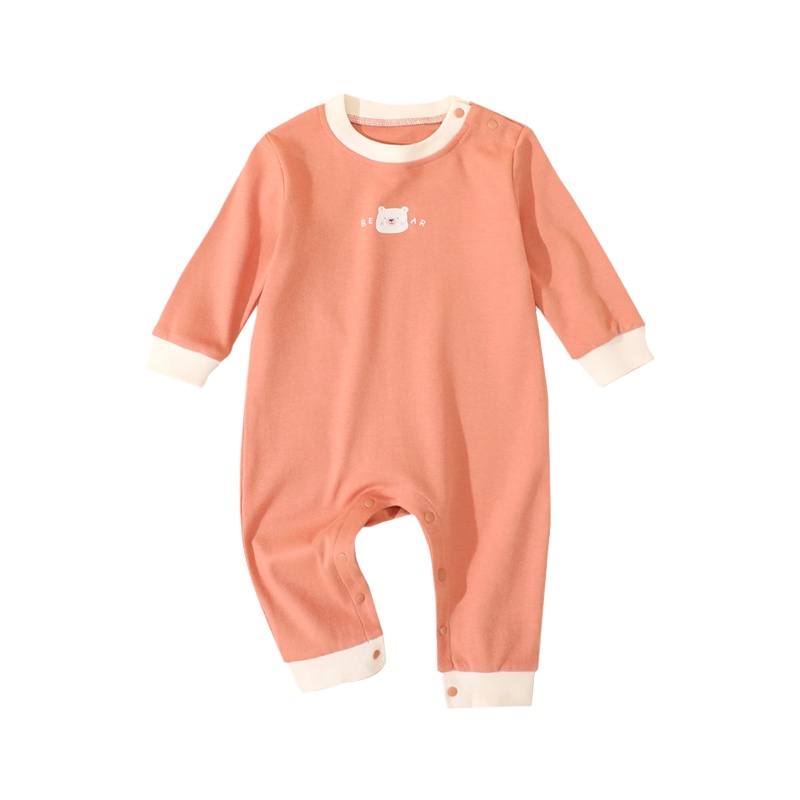 猫人[可爱小熊]肩开扣新生儿哈衣婴儿秋季长袖衣服纯棉婴儿连体衣