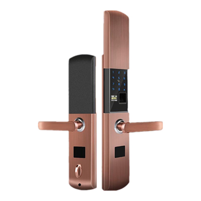 指纹锁家用防盗门密码锁磁卡办公室大门全自动智能电子门锁通用型 古铜色