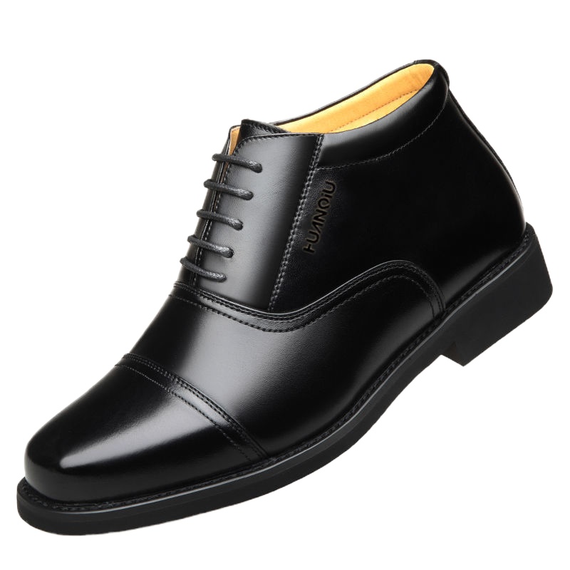 环球HUANQIU男士棉鞋冬季加绒保暖高帮皮鞋真皮羊毛中年人爸爸鞋