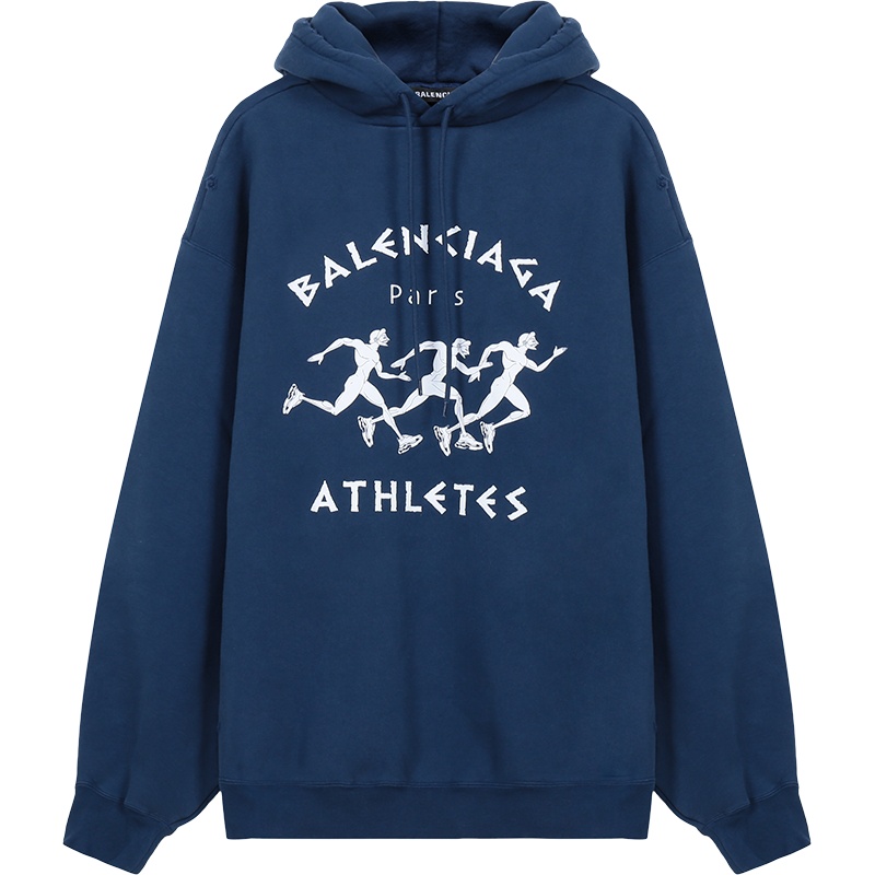 BALENCIAGA 巴黎世家 男士棉质破洞设计加绒款连帽卫衣运动衫超宽松版 641679 TJVI7