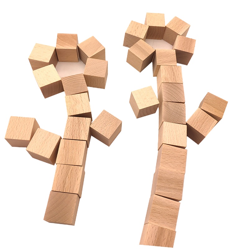 儿童益智玩具正方体积木松木粒 黄色 2.5cm 50粒/包