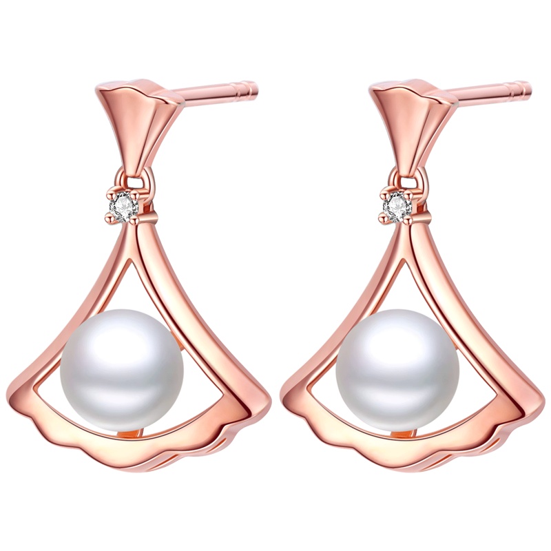 佰色传情(BRIR)高级感耳环女气质网红淡水珍珠耳饰新款潮纯银耳钉韩国时尚百搭镀金耳坠