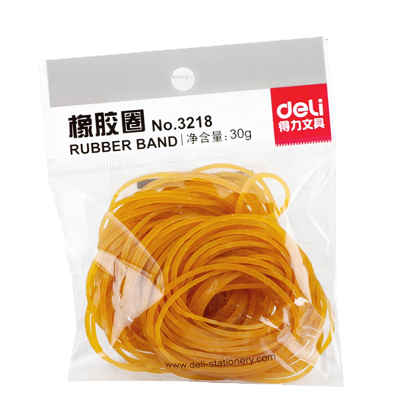 得力(deli) 3218橡皮筋30g 橡皮筋 乳胶圈 橡皮圈 牛皮筋 强性好耐腐蚀 米色
