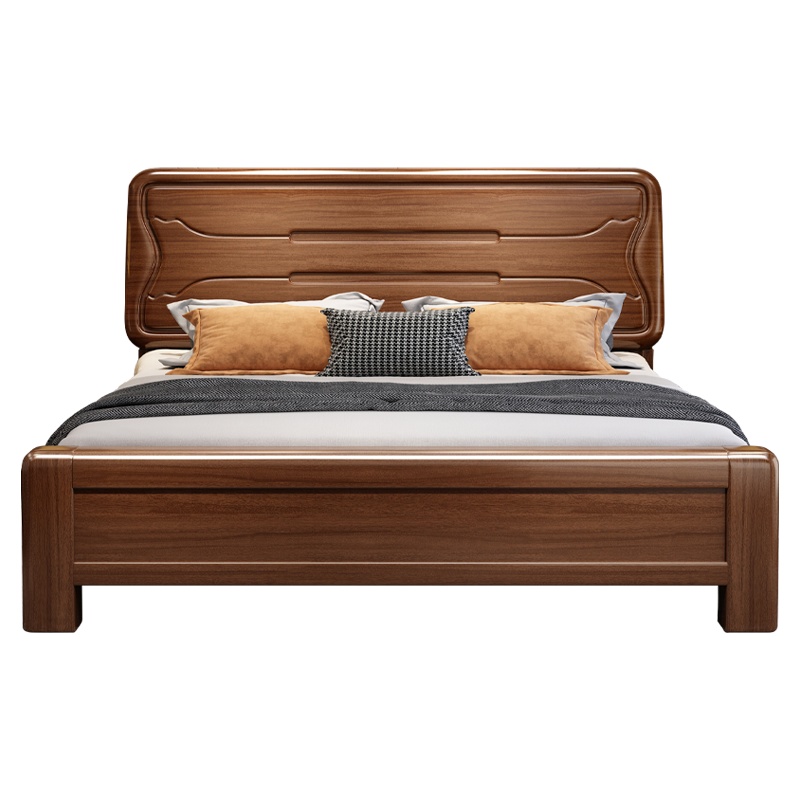 都市名门 中式床实木床双人床1.5米床1.8m床现代简约卧室主卧大床胡桃木床实木家具床轻奢气压储物高箱现代婚床