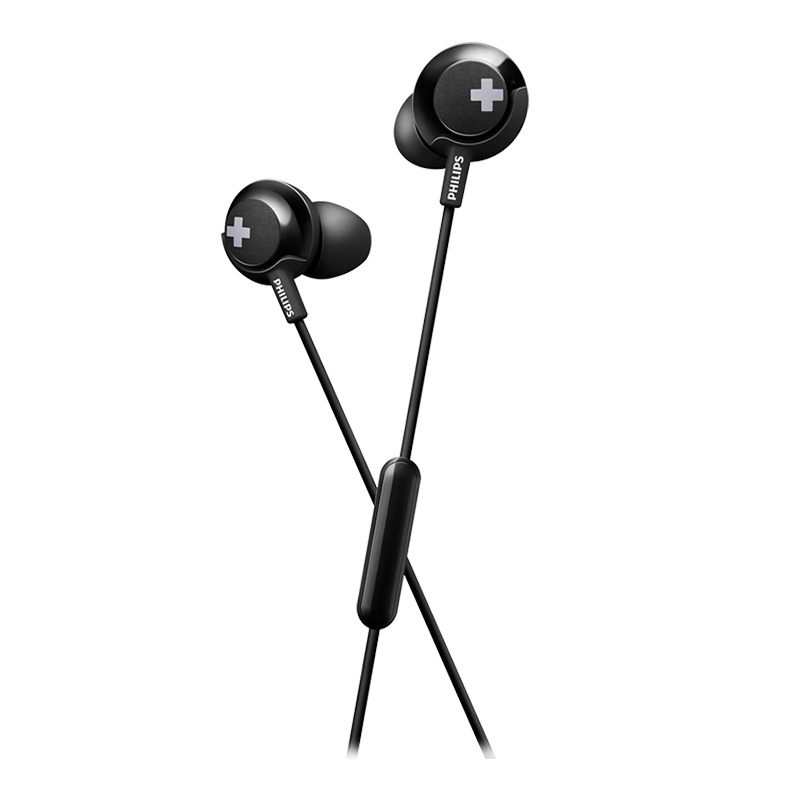飞利浦有线耳机SHE4305BL黑色 入耳式运动音乐游戏通话耳机 k歌 苹果安卓通用3.5mm插头 电脑手机游戏电竞吃鸡