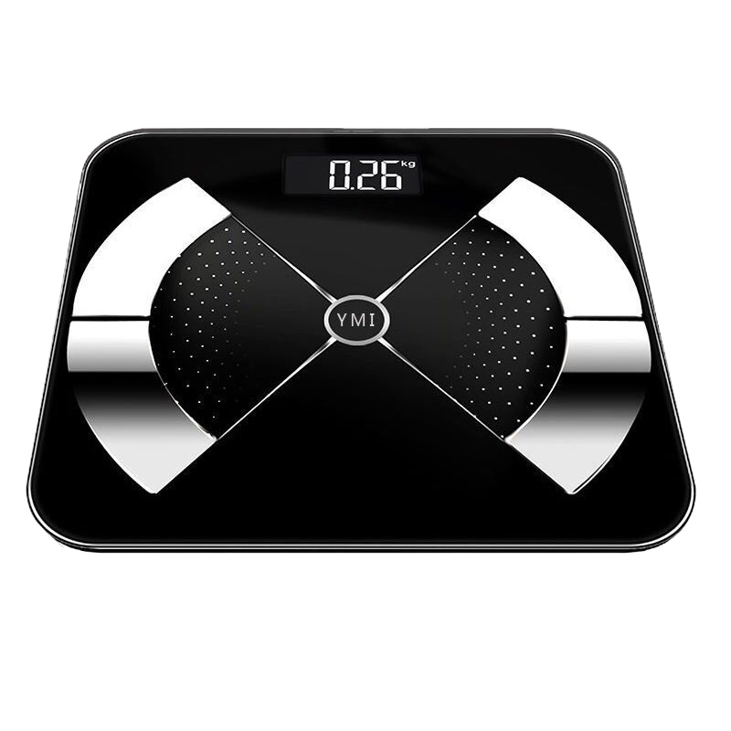 USB可充电电子称时光旧巷体重秤精准家用健康秤人体秤成人称重计器女 钢琴黑26*26 USB充电