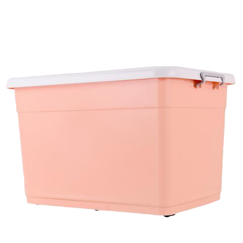 透明收纳箱塑料特大号加厚衣服玩具储物箱家用有盖手提滑轮整理箱 白盖透明款-特大加厚 40L长46宽32.5高26无滑轮