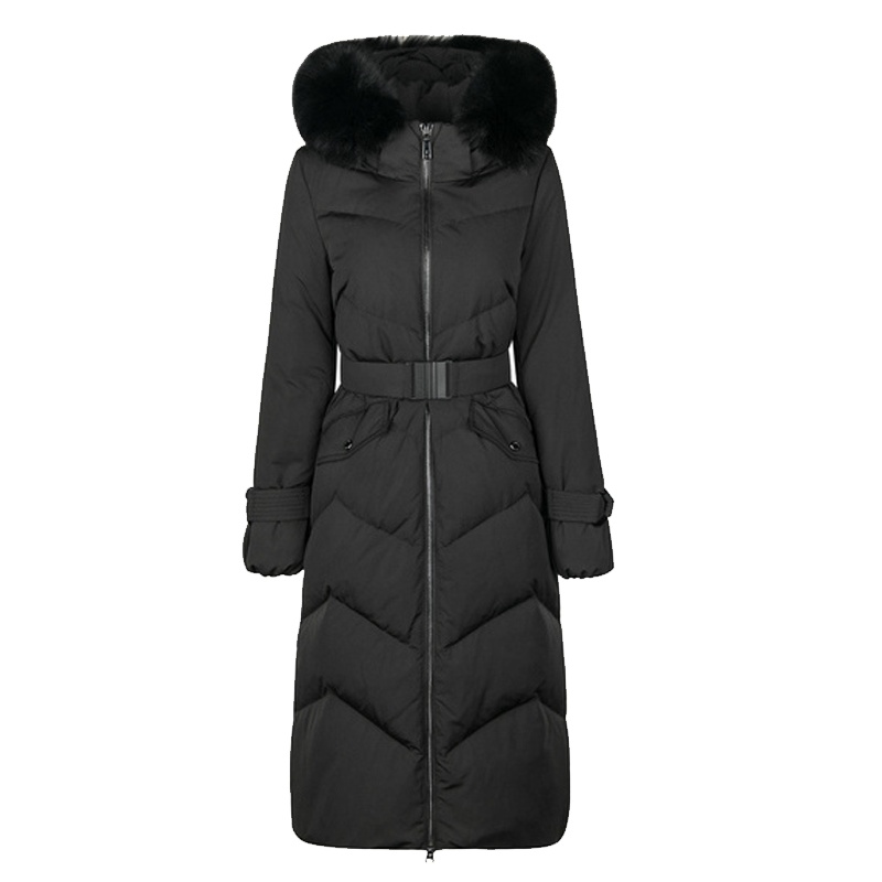 专柜同款拉夏贝尔中长款收腰羽绒服2019冬季新款带毛领高腰显瘦气质外套女10022200