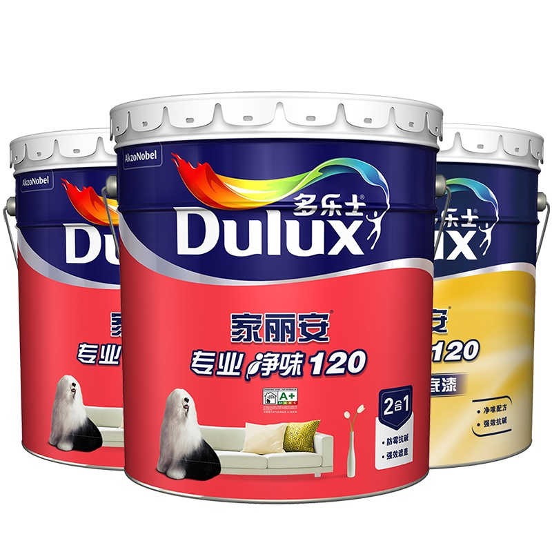 多乐士(Dulux)家丽安专业净味120内墙乳胶漆二合一防霉抗碱墙面漆 油漆涂料A8666+A914套装54L 哑光白色