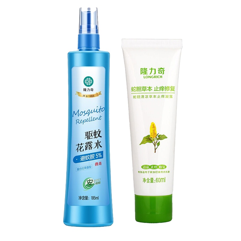 隆力奇驱蚊花露水195ml+60ml止痒凝露 组合装
