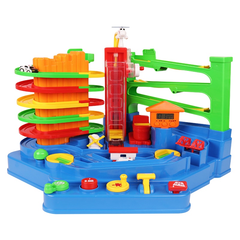 越诚轨道车汽车闯关大冒险小火车抖音同款玩具停车场男孩儿童益智升级版汽车大冒险(2019F升级版汽车大冒险)