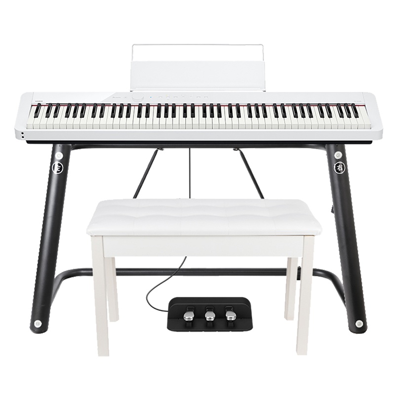 卡西欧(CASIO)电钢琴PX-S1000WE(白色)智能触摸屏 88键纤薄便携式 时尚钢琴套机(单机+时尚架+三踏板