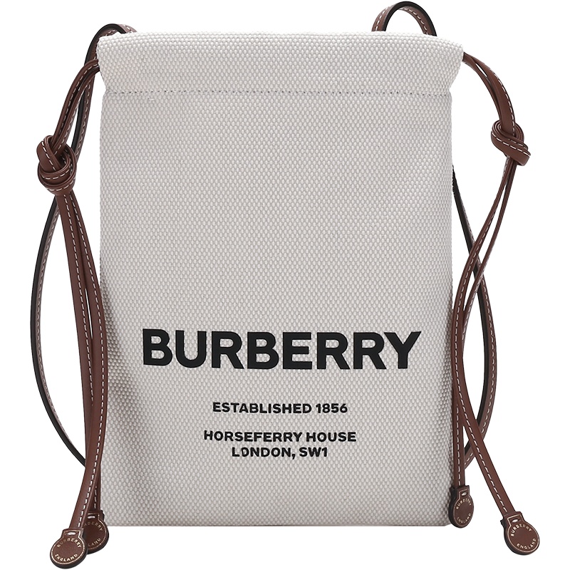 博柏利/巴宝莉 BURBERRY 女款织物配皮单肩斜挎包颈部挂包80367121