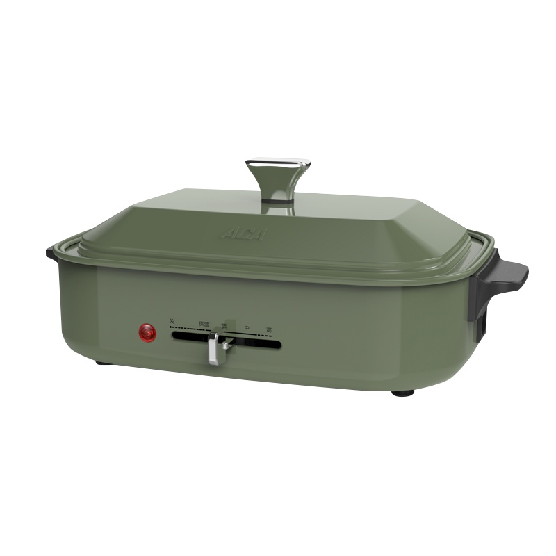 ACA北美电器网红款多功能料理锅家用一体烧烤电火锅炉烤肉机AH-MP1200绿色