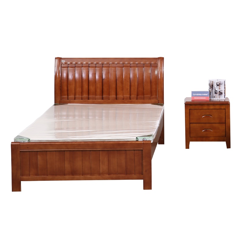 家具床 中式简约单人床 宿舍床 1.5米床+5cm床垫+1个床头柜