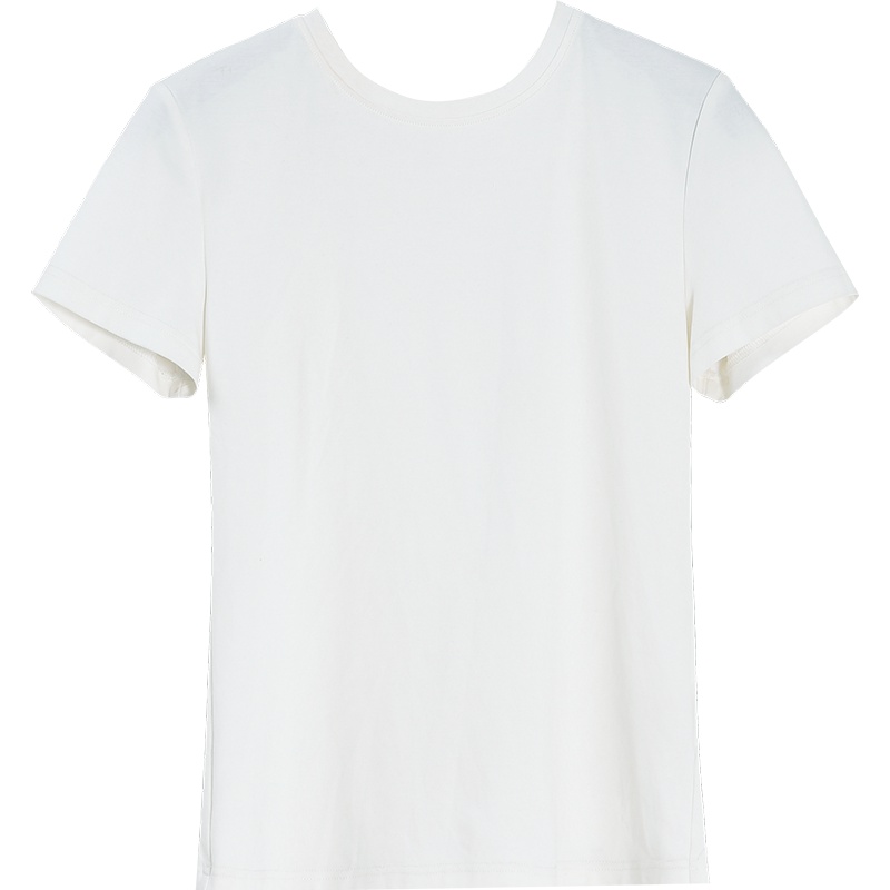 娅丽达女装2019夏季新款白色短袖T恤女宽松休闲女上衣打底衫I6014