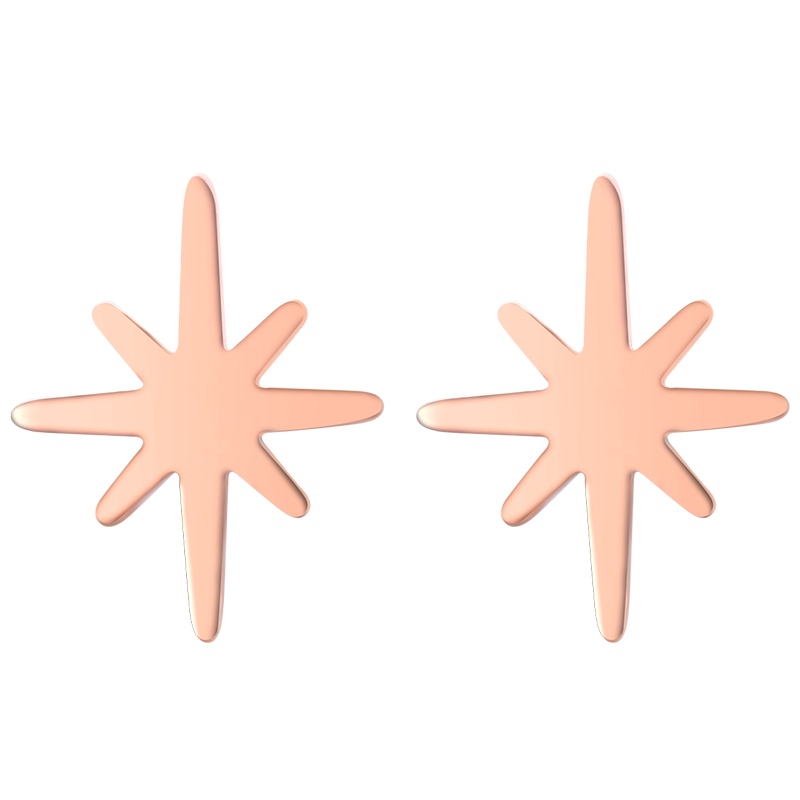 佰色传情18K金耳饰女简约彩金耳钉六芒星Au750玫瑰金耳环送女友送闺蜜生日情人节礼物