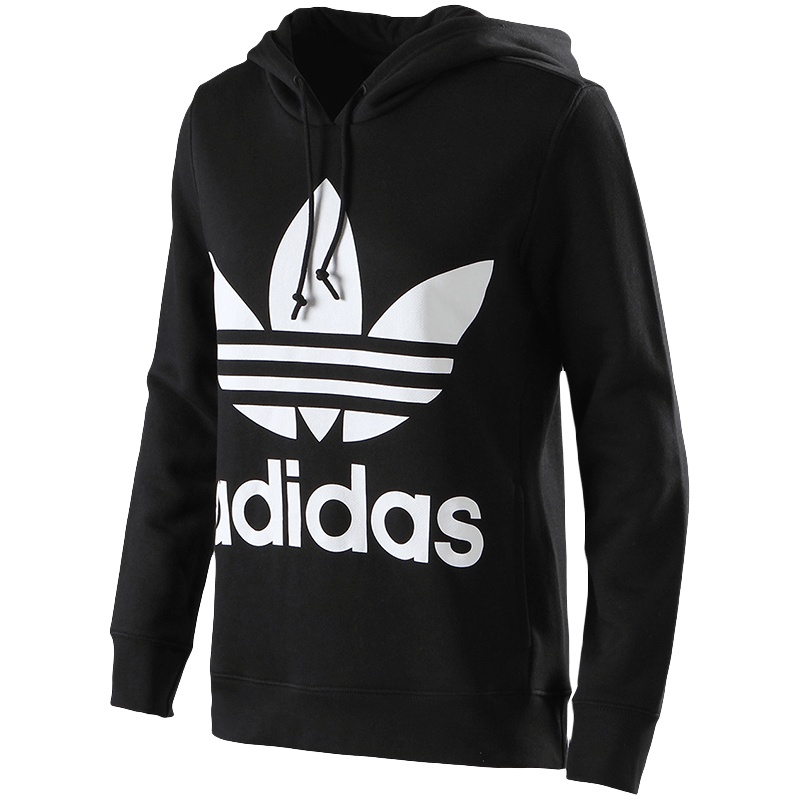 adidas阿迪达斯三叶草女装LOGO卫衣连帽套头衫CE2408