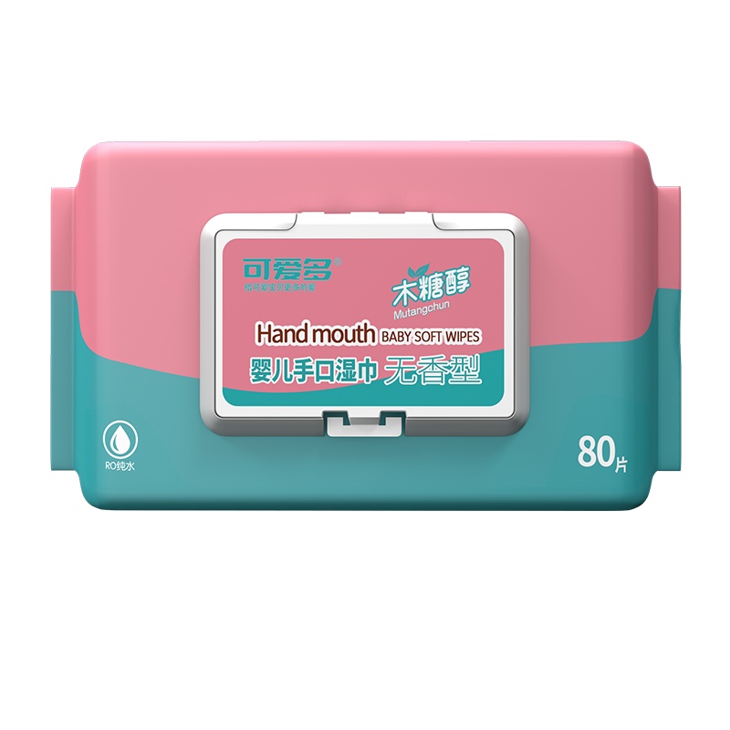 可爱多木糖醇婴儿手口湿巾宝宝湿纸巾80片盖巾
