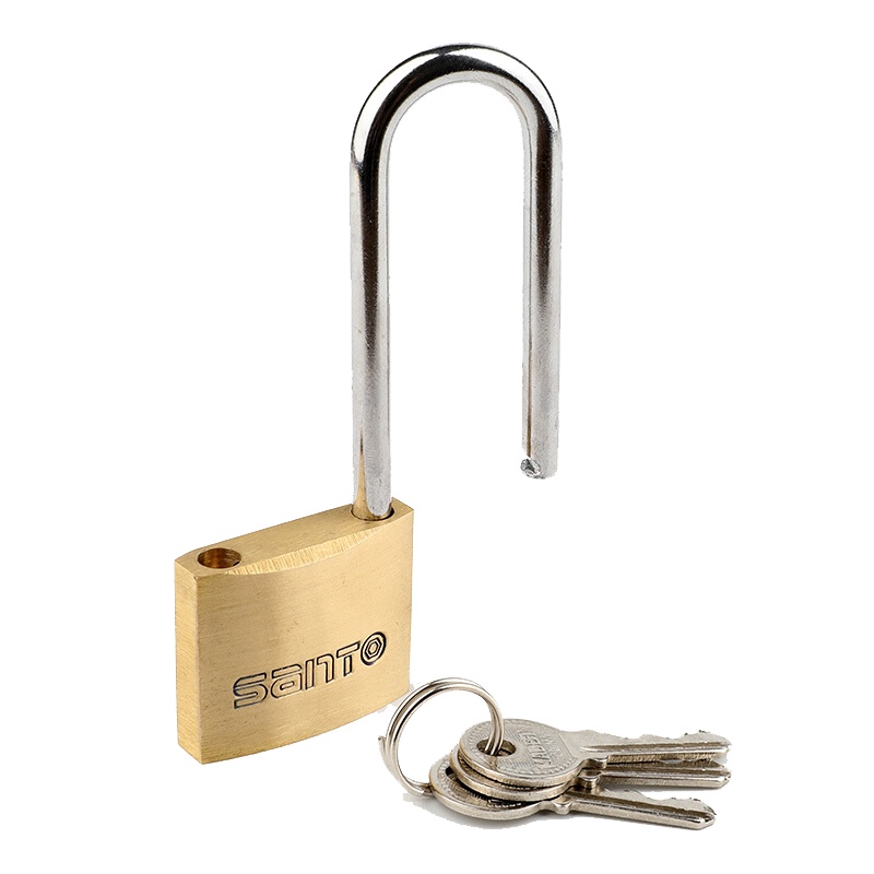 赛拓(SANTO)砂光长梁铜挂锁 宿舍家用门锁 防盗窗锁 水电表箱锁 抽屉旅行箱包锁0057-T可定制通开100把起定
