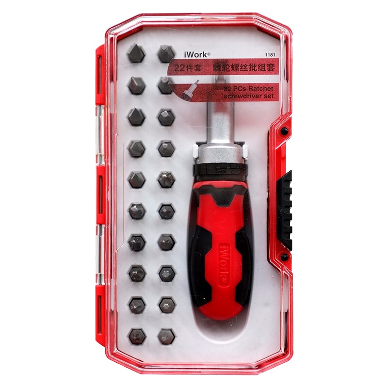 赛拓（SANTO） 22件套棘轮套筒螺丝批组套 家用维修螺丝刀套装 双向棘轮 22件棘轮螺丝批套装【1181】