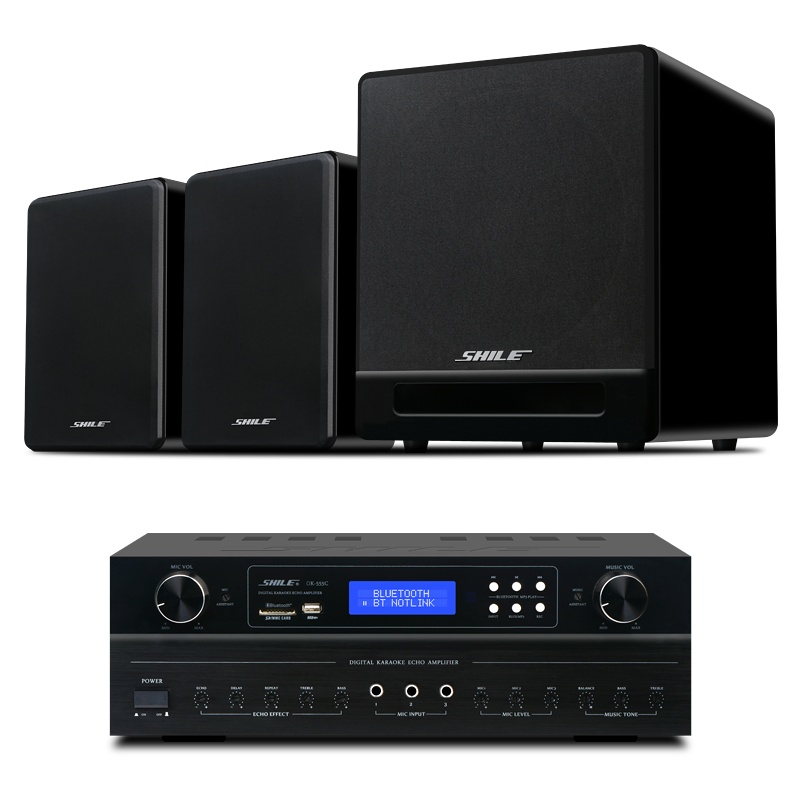 狮乐(SHILE)家庭影院KTV音响卡拉OK配低音炮 OK-555C+BG-6+YW-2