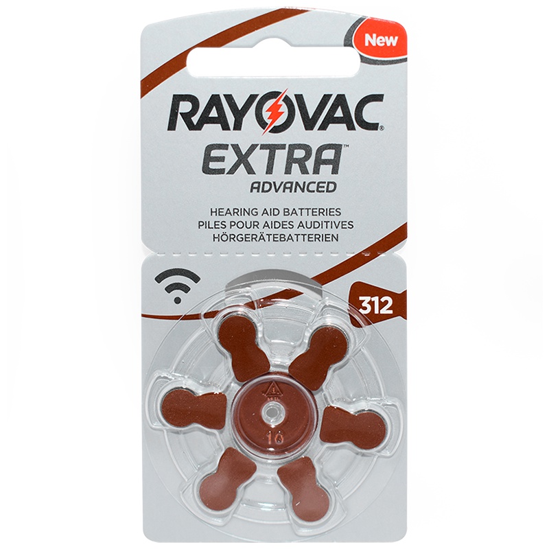 奥迪康(OTICON)英国原装RAYOVAC雷特威EXTRA助听器电池锌空气A312号无汞PR41电池1板6粒