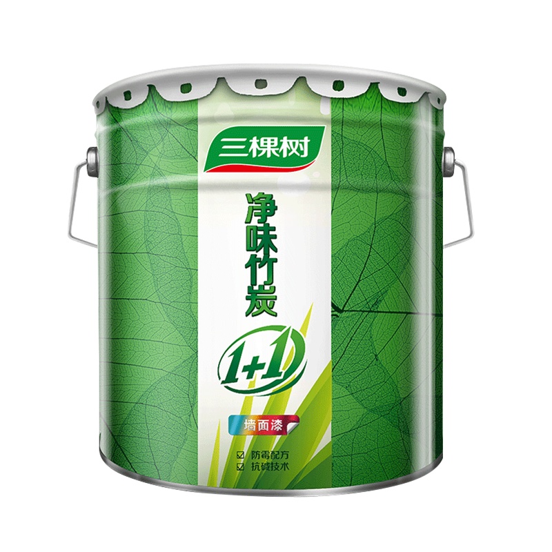 三棵树漆(SKSHU)内墙乳胶漆 净味竹炭1+1墙面漆防霉抗碱二合一环保油漆涂料 白色20kg