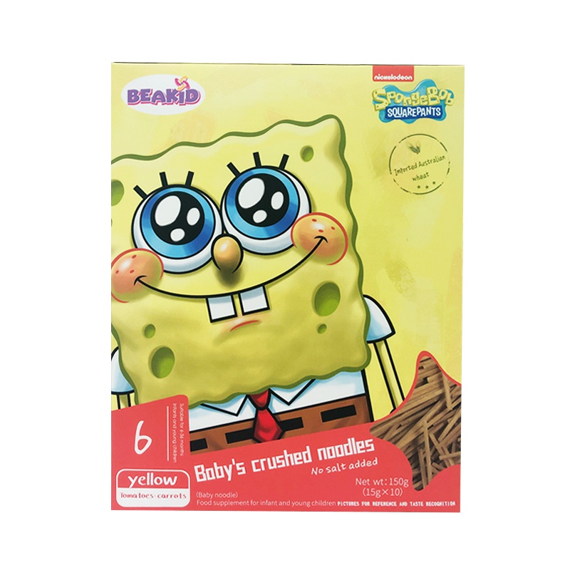 beakid 海绵宝宝 不添加食盐碎碎面 番茄胡萝卜味150g-盒装