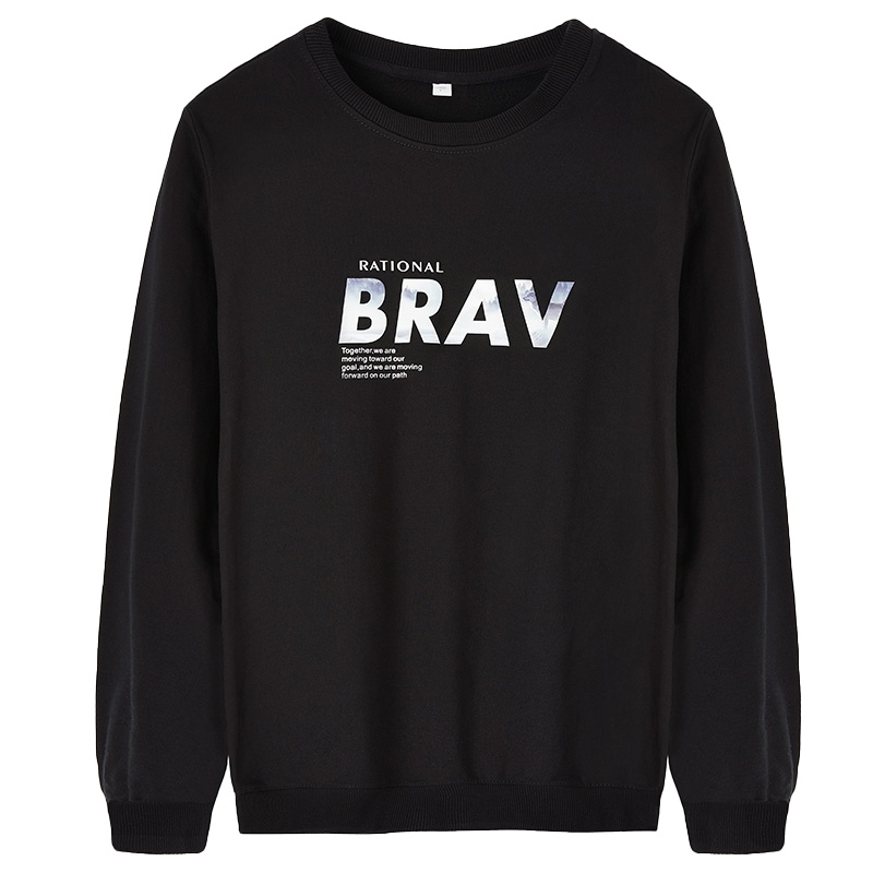 鸭鸭 85%棉 春季新款男士圆领套头卫衣潮流宽松韩版长袖上衣