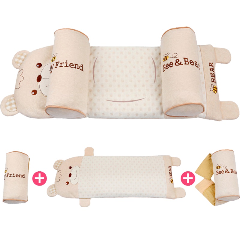 双漫彩棉婴儿枕头0-3个月防偏头定型枕宝宝荞麦皮枕0-1-3岁