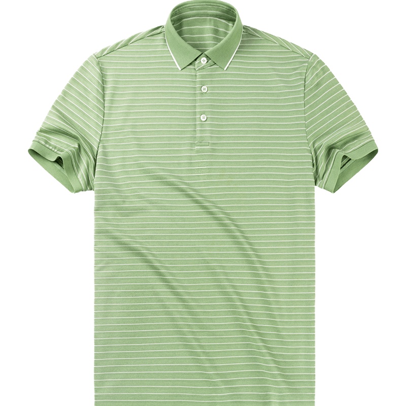 布先生夏季新款清新显瘦条纹短袖T恤 桑蚕丝POLO衫男AT10963