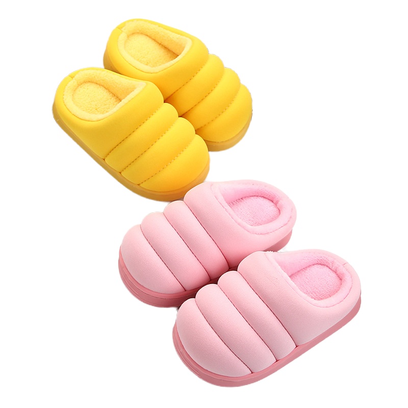 拉里宝贝儿童毛毛虫保暖棉拖鞋秋冬季室内防滑可爱宝宝毛绒拖鞋男童女童家居包跟棉鞋1-2-3-6岁男女宝宝棉拖鞋